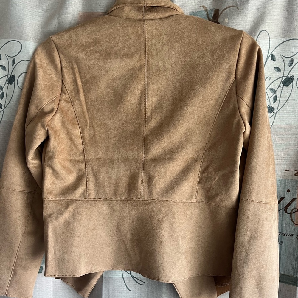 Faux Suede Jacket for Women Long Sleeve zipper pockets Casual Outwear - Picture 2 of 2